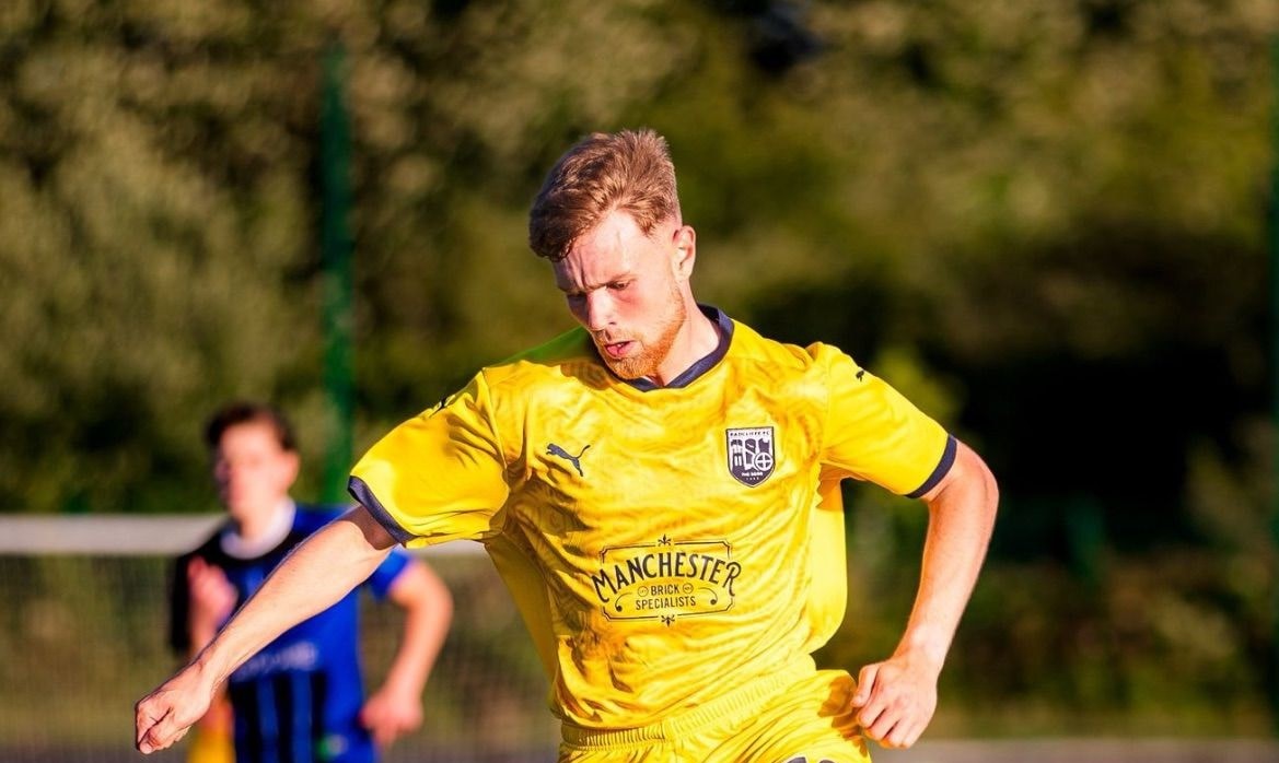 Lewis Rawsthorn in action for Radcliffe. Image: Radcliffe FC