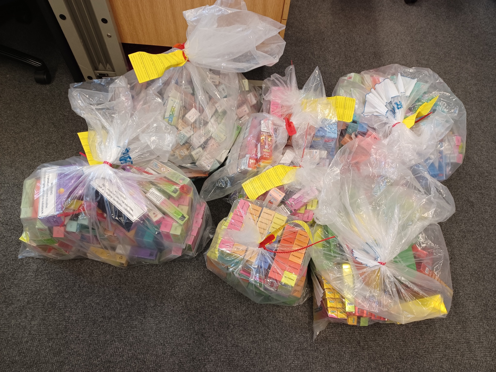 Seized E-cigs. Image: Tameside Council