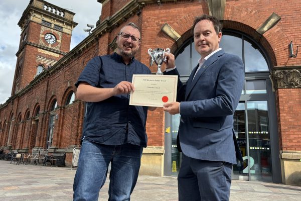 FSB Business Buddy Award outside Ashton Market. Image: Tameside Council
