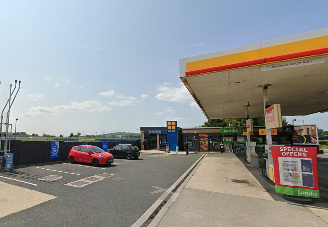 Greggs 'pod' at Mottram garage. Image: Google