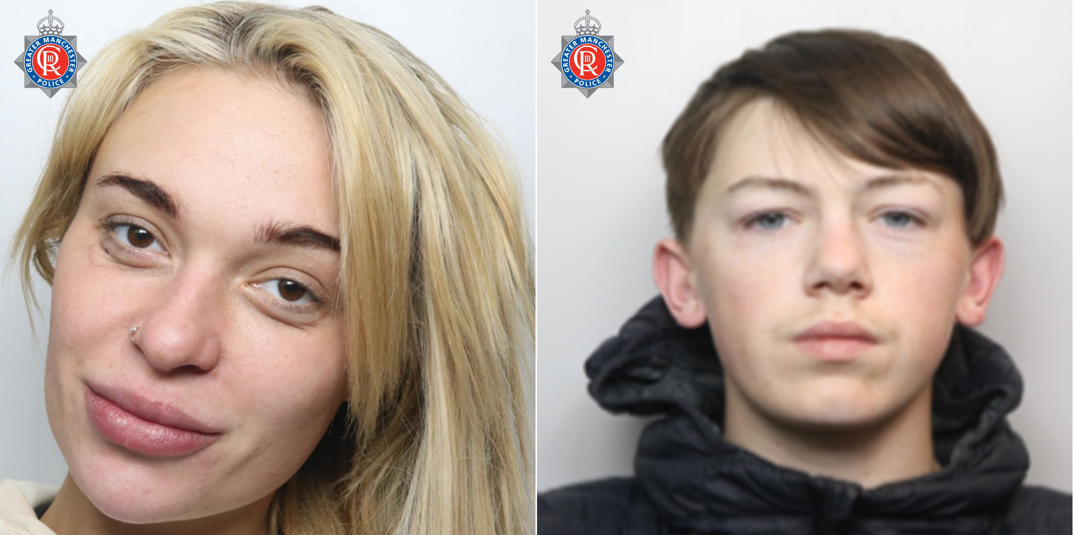 Kendall Evans and Jack Hilton are wanted by police in Tameside. Images: GMP